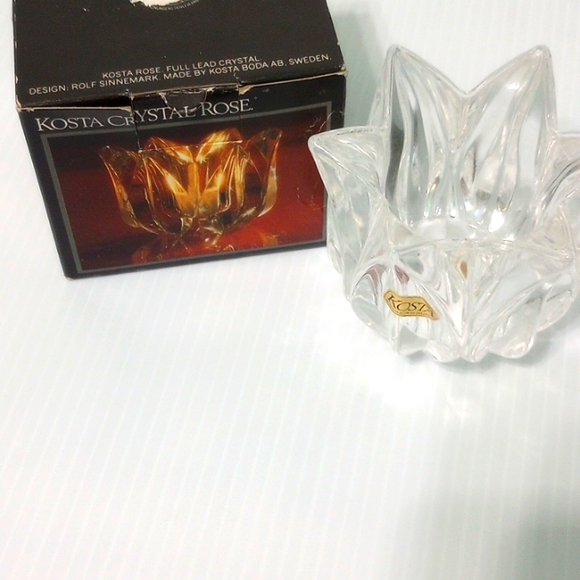 Vintage Kosta Boda Sweden Crystal Rose Candle Holder - Picture 7 of 9